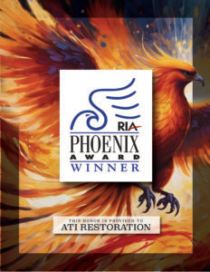 ATI Restoration's Phoenix Award winner announcement graphic featuring a stylized phoenix.