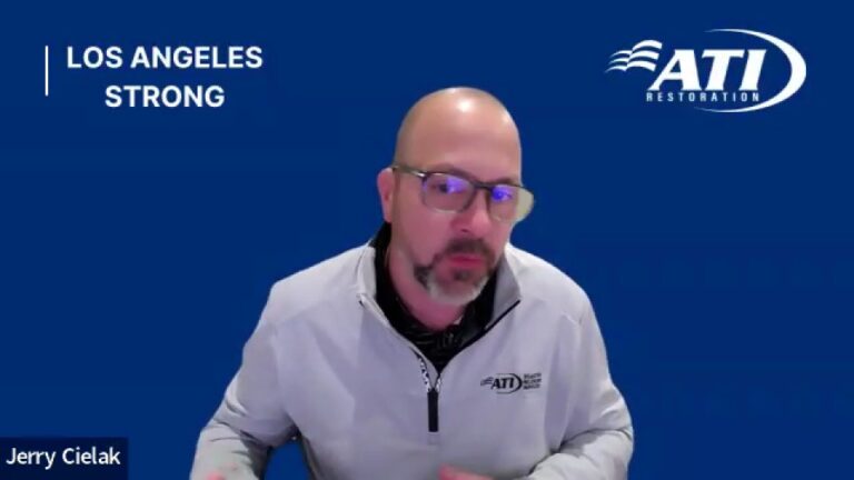 Jerry Cielak of ATI Restoration in a video message; Los Angeles Strong.